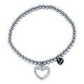 Pulsera Elástica Tesi de Acero con Corazón de Circonita