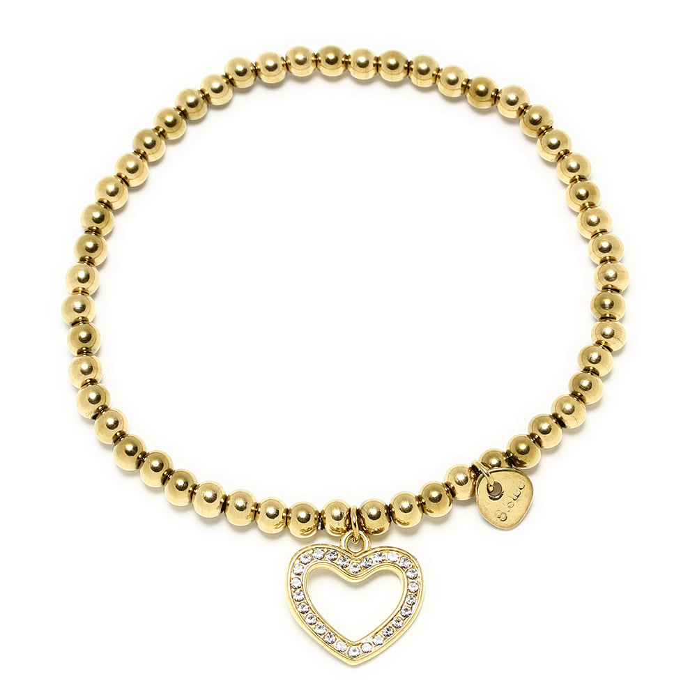 Pulsera Elástica de Acero con Corazón de Circonita