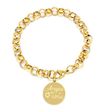 Pulsera Forzada Placa Amigas Acero Tesi García