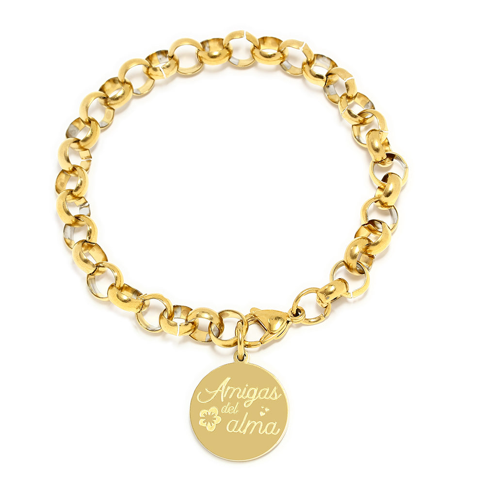 Pulsera Forzada de Acero con Placa Amigas