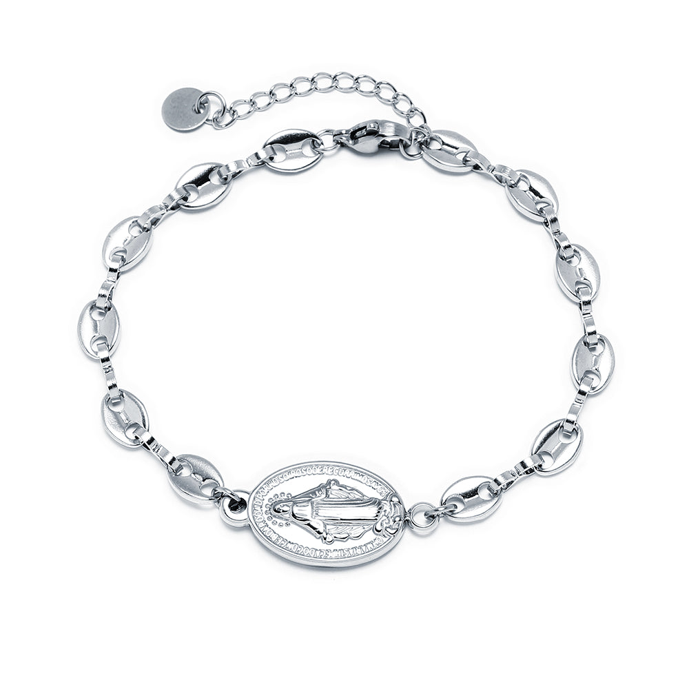 Pulsera Fantasía Virgen Milagrosa de Acero Inoxidable