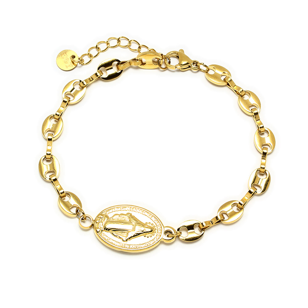Pulsera Fantasía Virgen Milagrosa de Acero Inoxidable