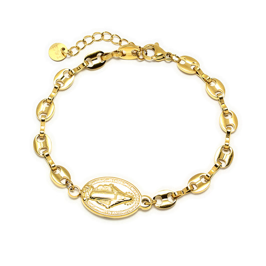 Pulsera Fantasía Medalla Virgen Acero Tesi García