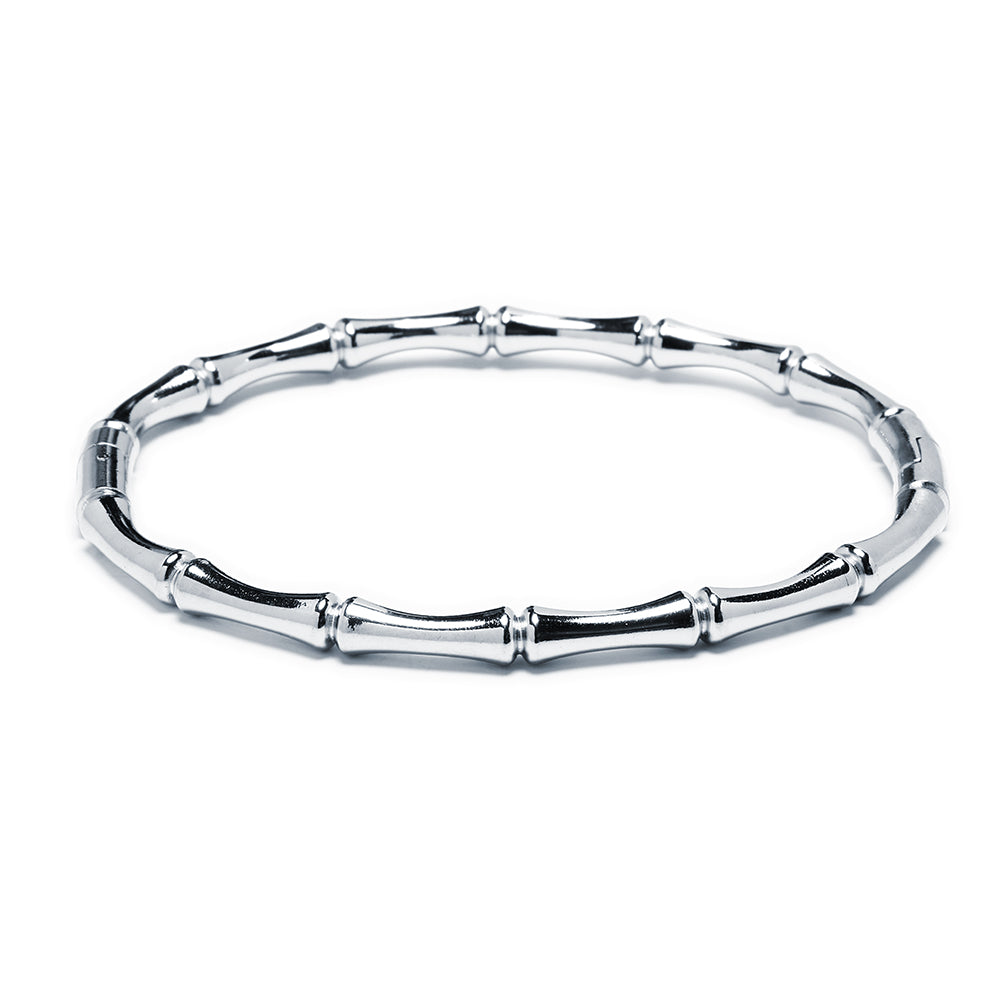 Pulsera Esclava Tesi de Acero Inoxidable con Diseño Bambú