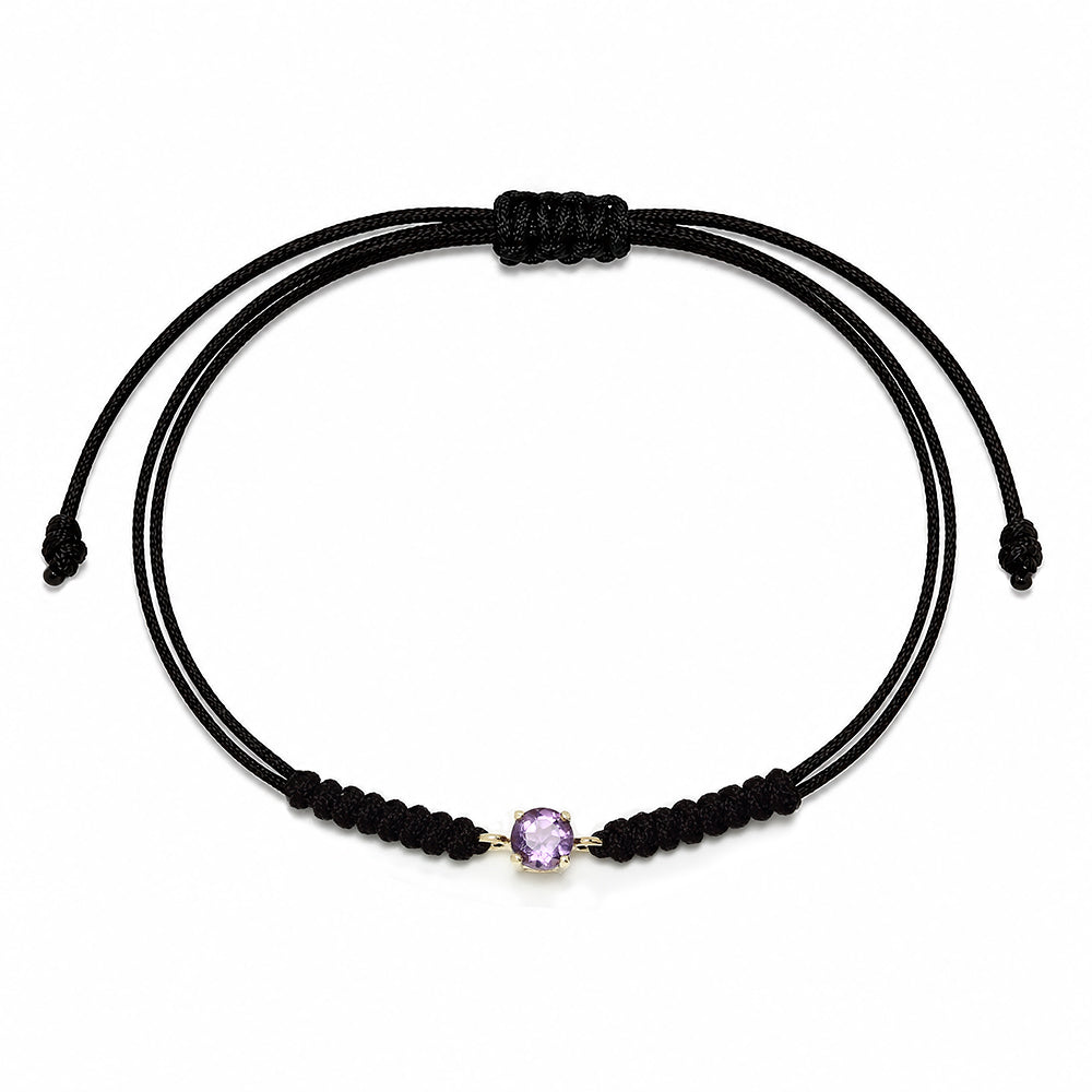 Pulsera Macramé de Oro de 9 Quilates con Amatista