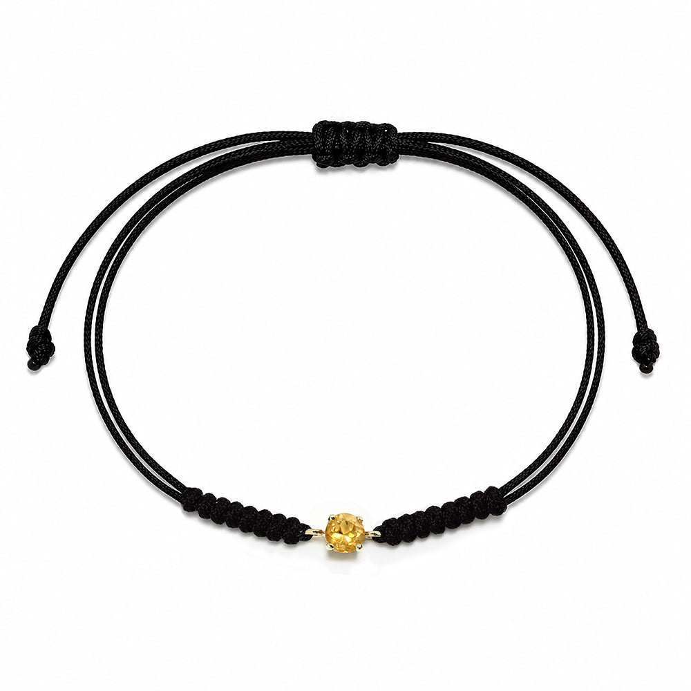 Pulsera Macramé de Oro de 9 Quilates con Citrino