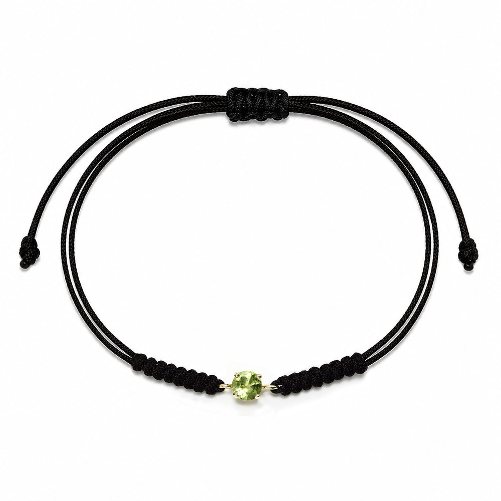 Pulsera Macramé de Oro de 9 Quilates con Peridoto