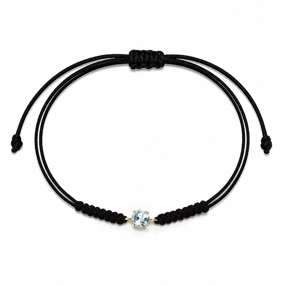 Pulsera Macramé de Oro de 9 Quilates con Topacio Azul