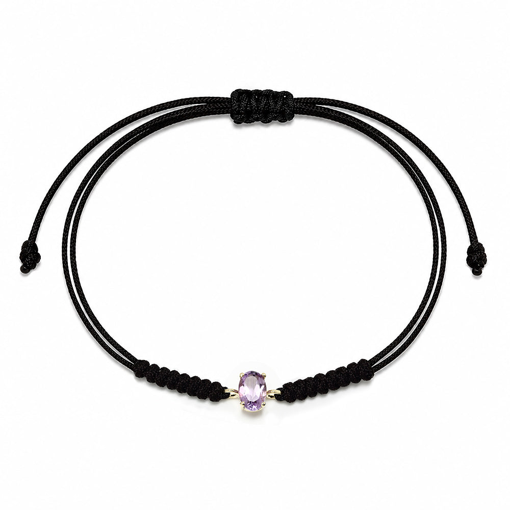 Pulsera Macramé de Oro de 9 Quilates con Amatista