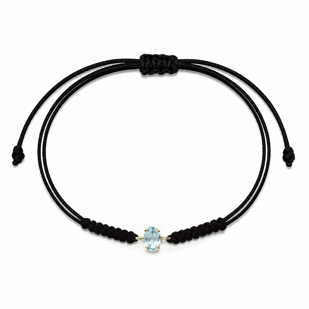 Pulsera Macramé de Oro de 9 Quilates con Topacio Azul
