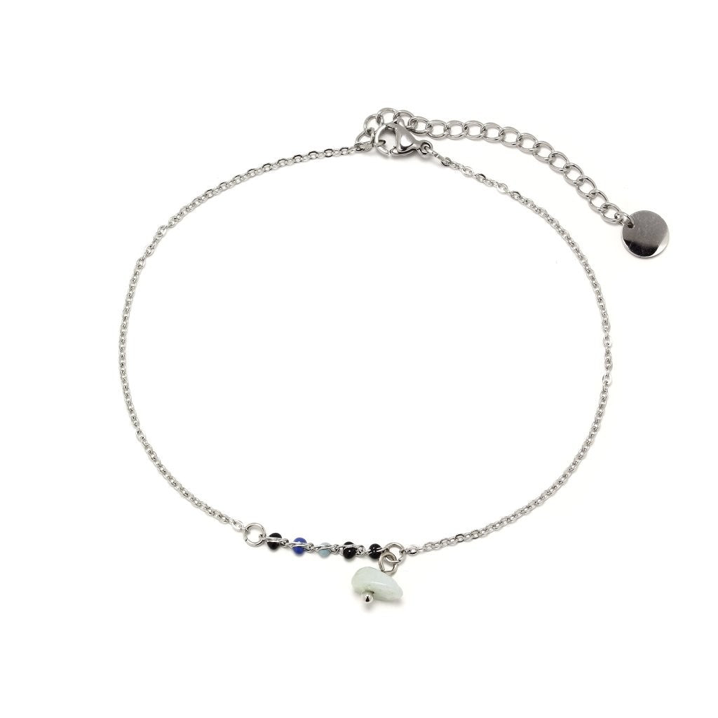 Tobillera con Piedras Azuladas Acero