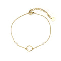 Tobillera de Aro y Perlas de Acero Dorado