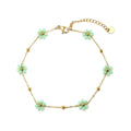 Tobillera con Flores Margaritas de Acero Dorado