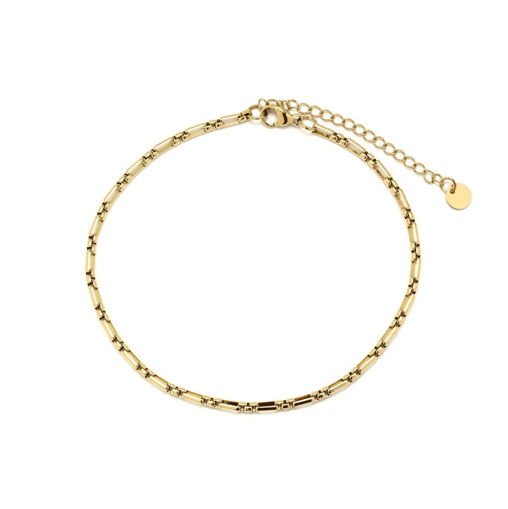 Tobillera Cadena de Acero Dorado