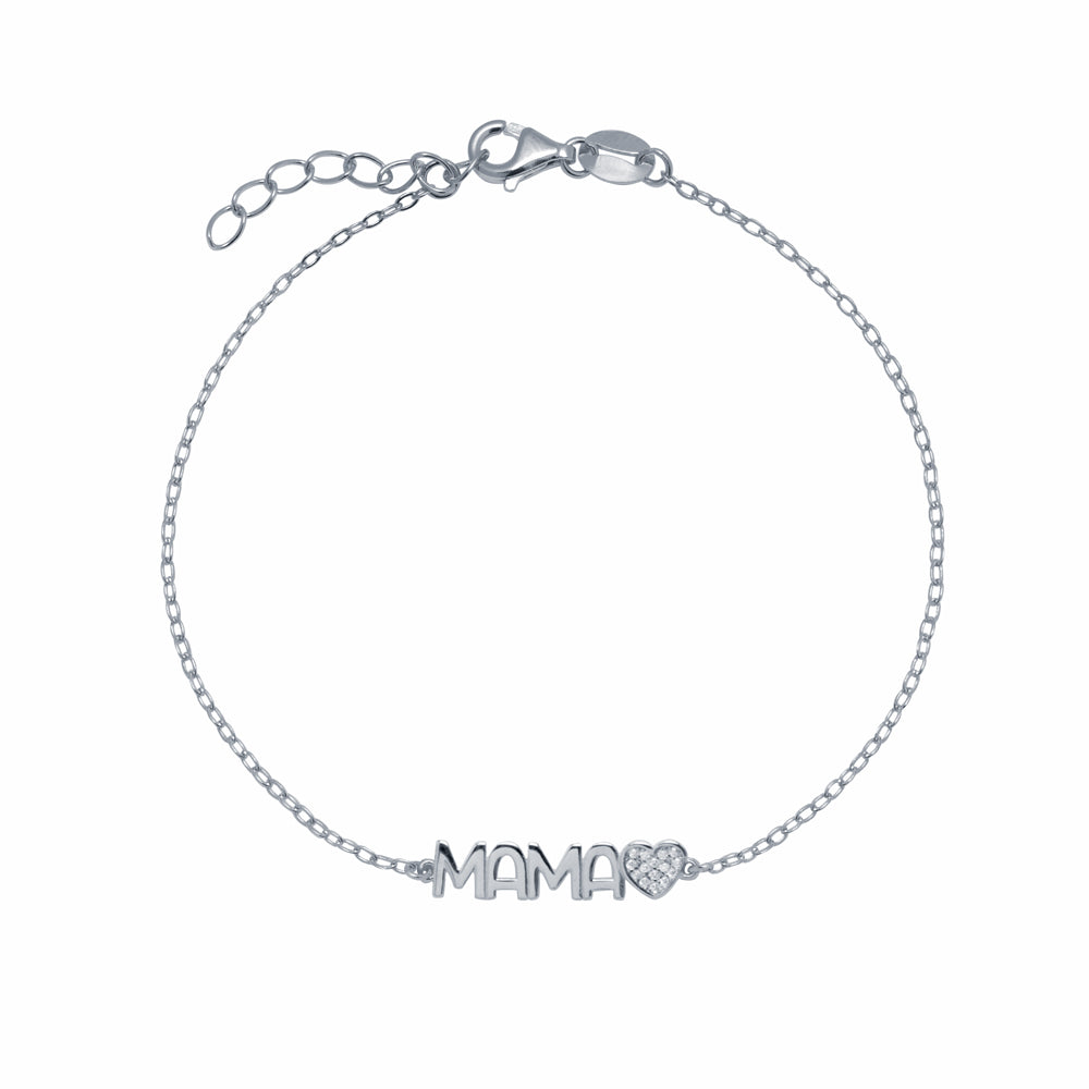 Pulsera Mamá Corazón con Circonitas en Plata