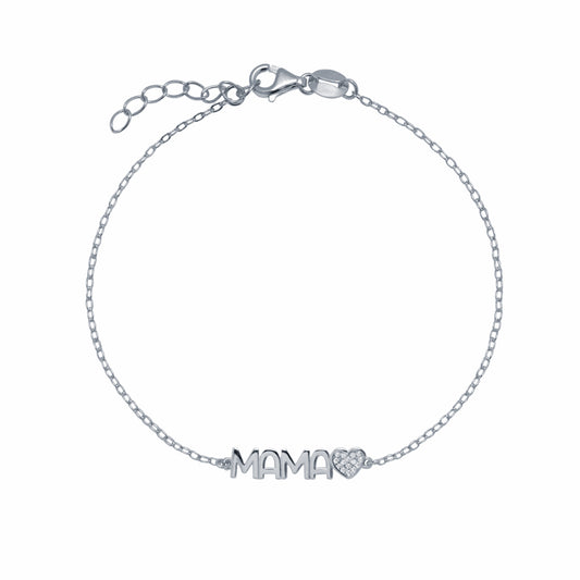 Pulsera Mamá Corazón con Circonitas en Plata