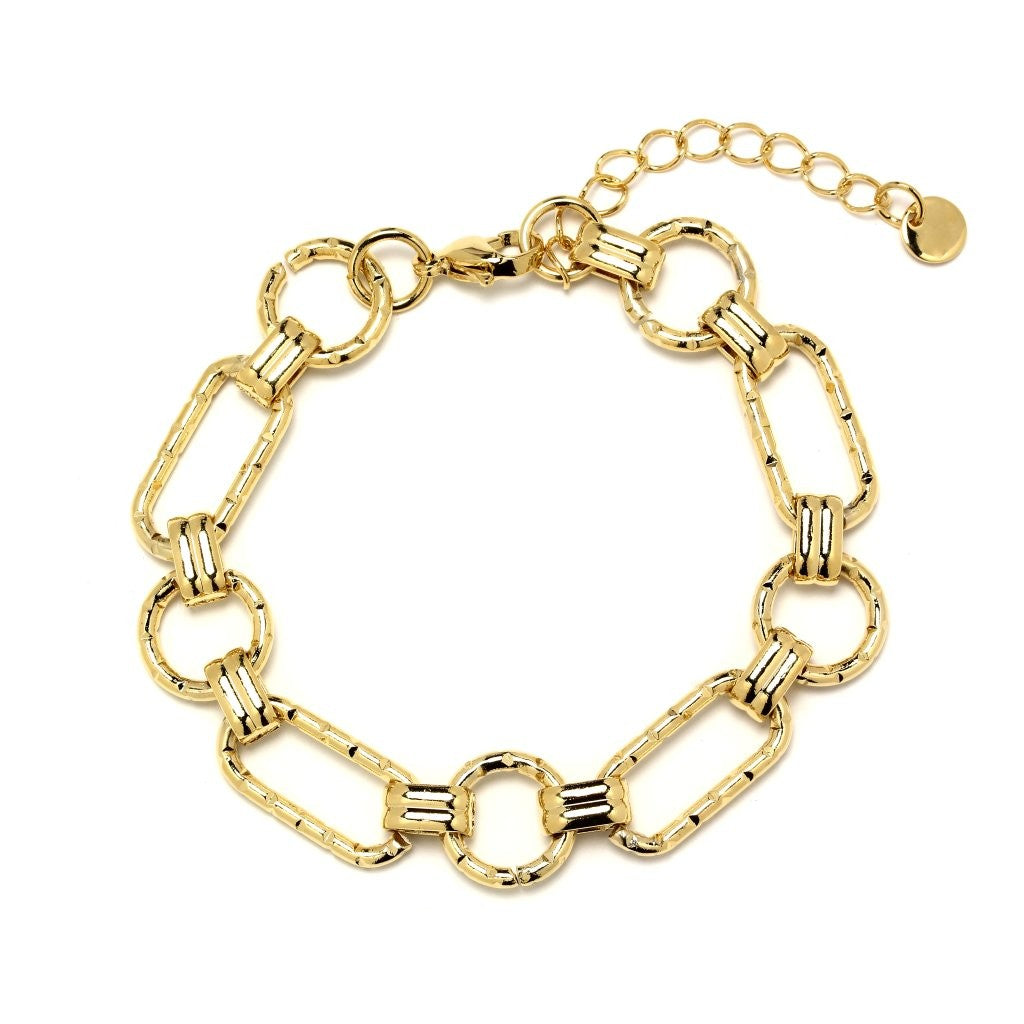 Pulsera Geométrica de Acero Dorado