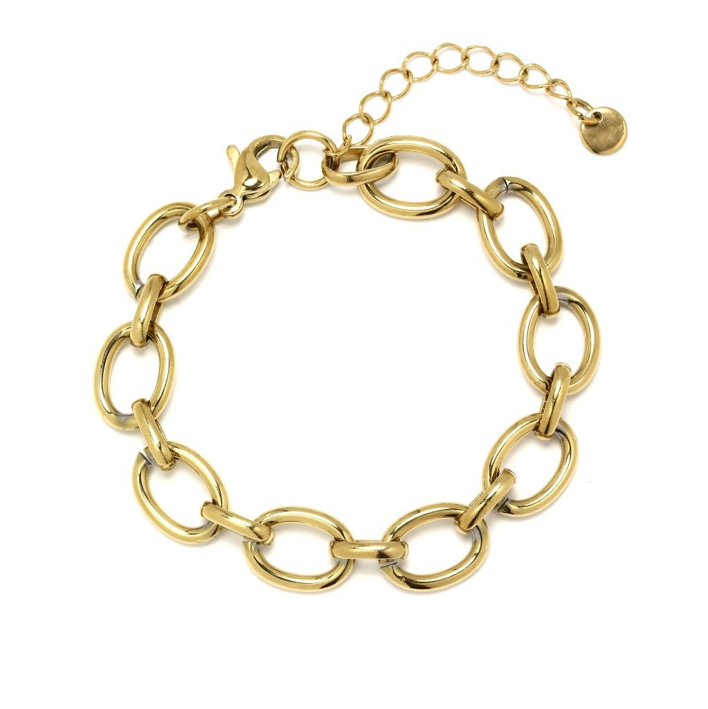Pulsera de Argollas de Acero Dorado