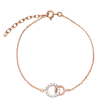 Pulsera 2 Aros Entrelazados y Circonitas en Plaqué Oro Rosa de 3 Micras