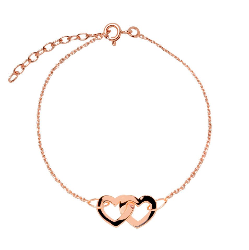 Pulsera 2 Corazones en Plaqué Oro Rosa de 3 Micras