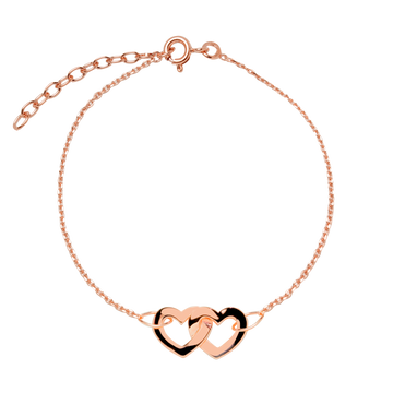 Pulsera 2 Corazones en Plaqué Oro Rosa de 3 Micras