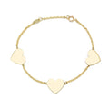 Pulsera de Tres Corazones de Oro de 9 Quilates
