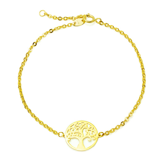 Pulsera Árbol de la Vida Liso en Oro Amarillo 9 Kilates