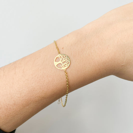 Pulsera Árbol de la Vida Liso en Oro Amarillo 9 Kilates