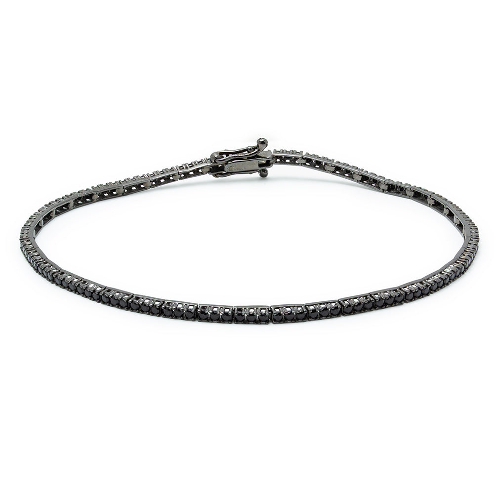 Pulsera Riviere con Circonitas Negras en Oro Amarillo 9 Kilates