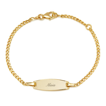 Pulsera Bebé Nomeolvides Ovalada en Oro Amarillo 9 Kilates