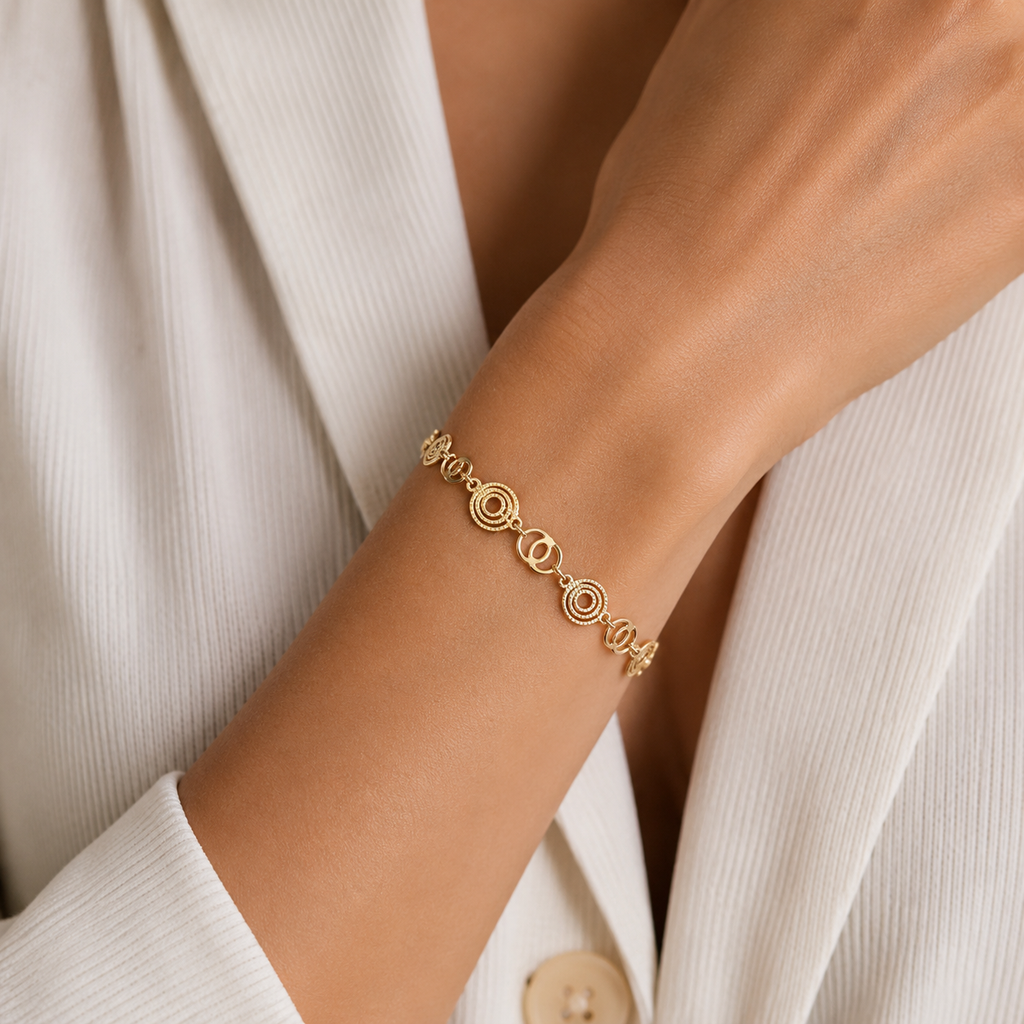 Pulsera Eternidad de Oro de 18 Quilates con Grabado