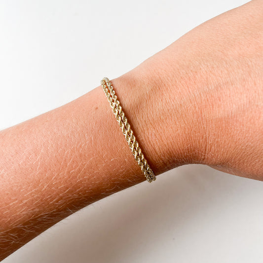 Pulsera Doble Cordón 19cm Oro Amarillo 9 Kilates