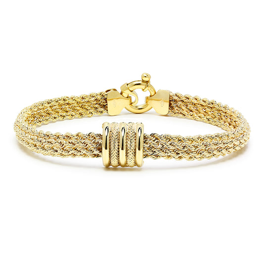 Conjunto Kejari Cadena y Pulsera en Oro Amarillo 9 Kilates