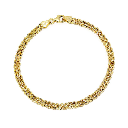 Pulsera Doble Cordón 19cm Oro Amarillo 9 Kilates