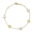 Pulsera de Corazones con Nácar de Oro de 9 Quilates