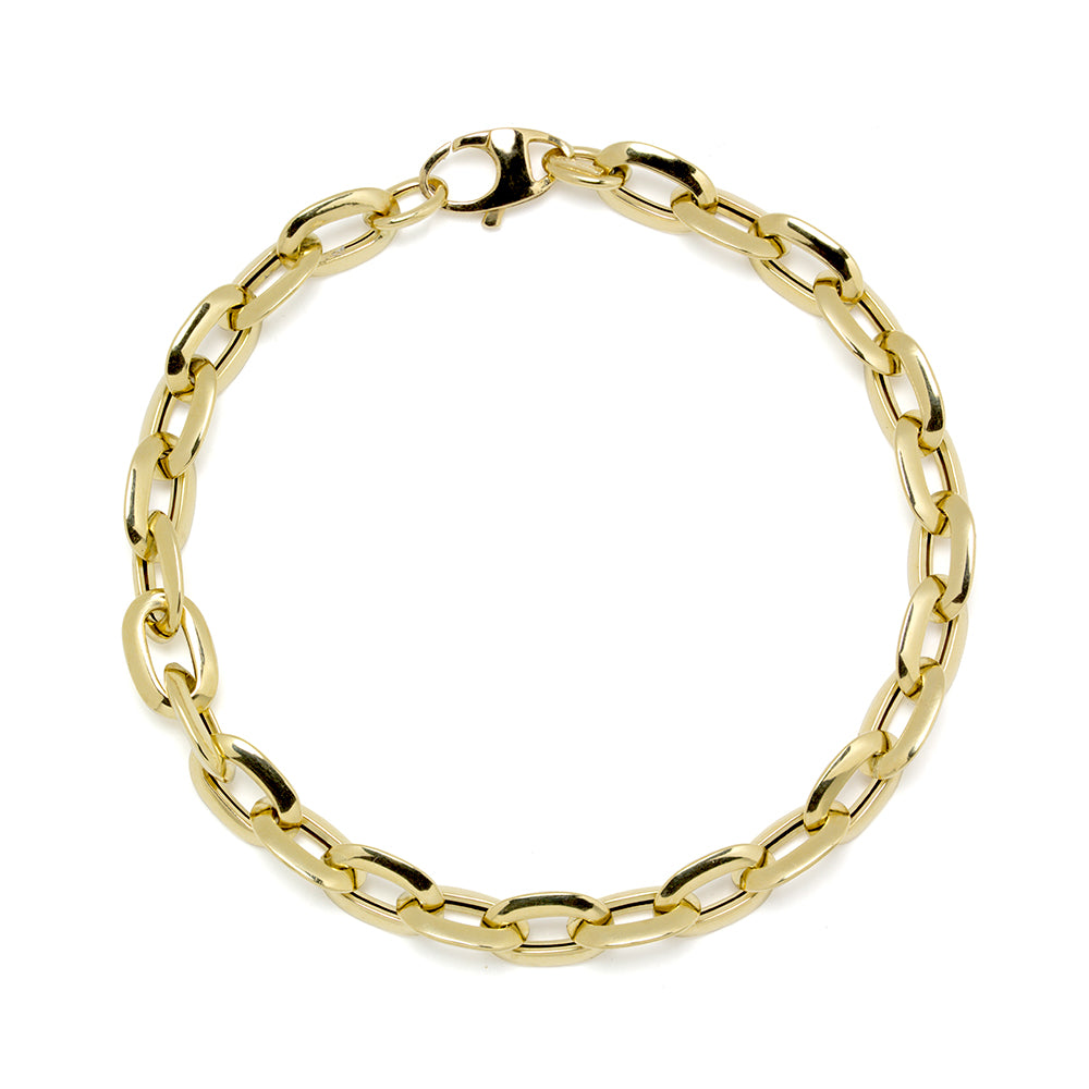 Pulsera Forzada Oval 19 cm Oro Amarillo 9 Kilates
