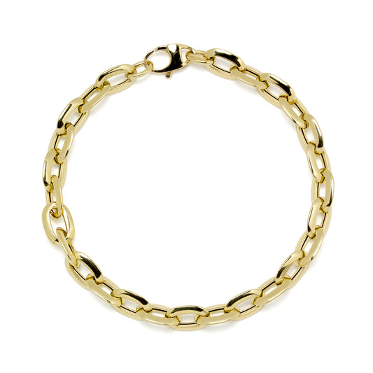 Pulsera Forzada Oval 19 cm Oro Amarillo 9 Kilates