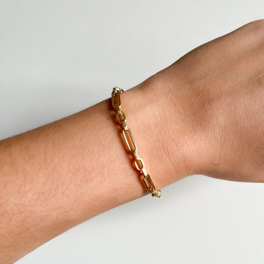 Pulsera Eslabones Hombre Rectos 21 cm Oro Amarillo 9 Kilates