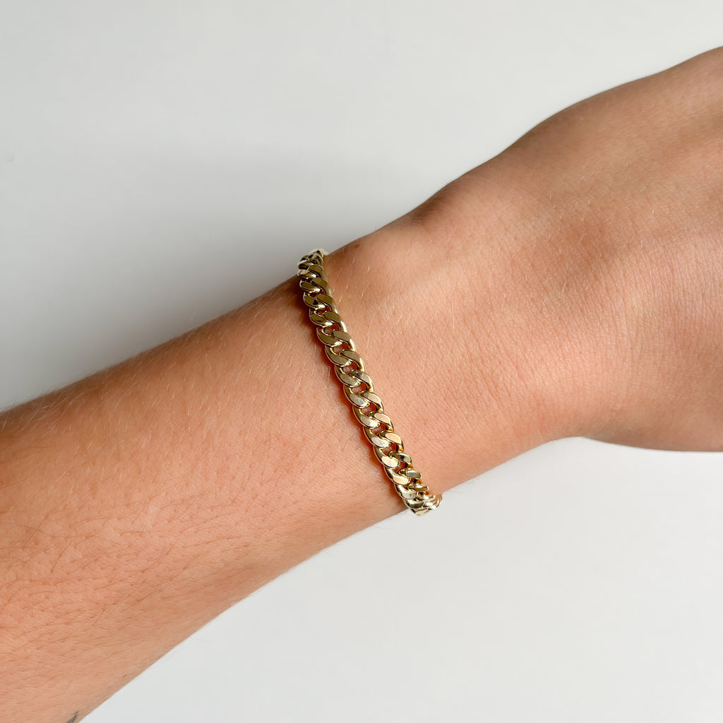 Pulsera Barbada Hombre 21 cm Oro Amarillo 9 Kilates