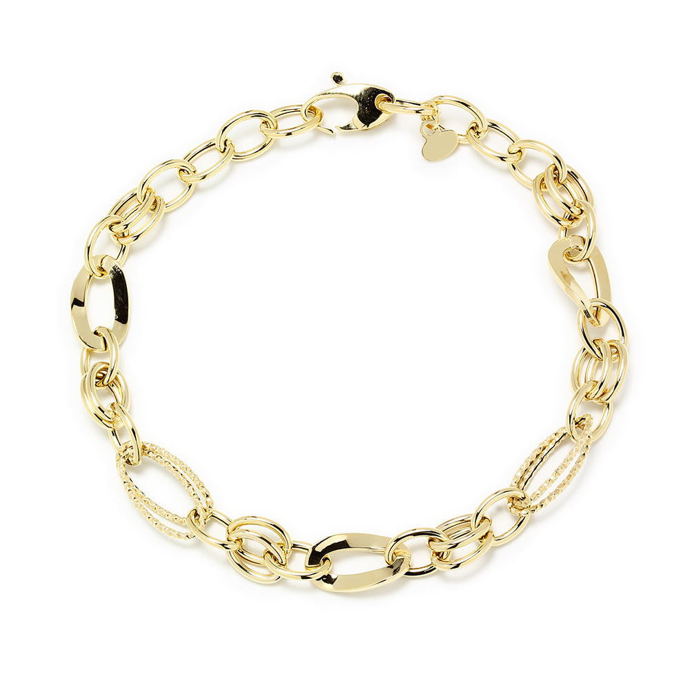 Pulsera de Eslabón Combinado de Oro de 9 Quilates
