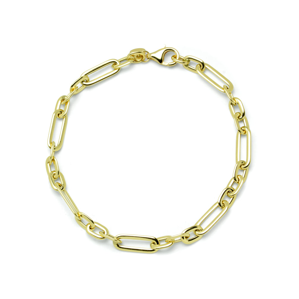 Pulsera Forzada de Eslabón Combinado de Oro de 9 Quilates