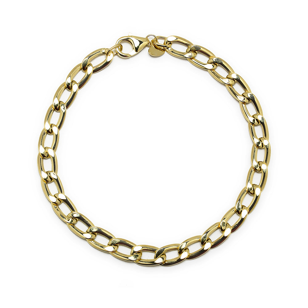 Pulsera Forzada Plana de Oro de 9 Quilates