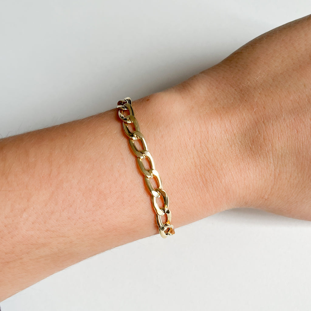 Pulsera Forzada Plana de Oro de 9 Quilates