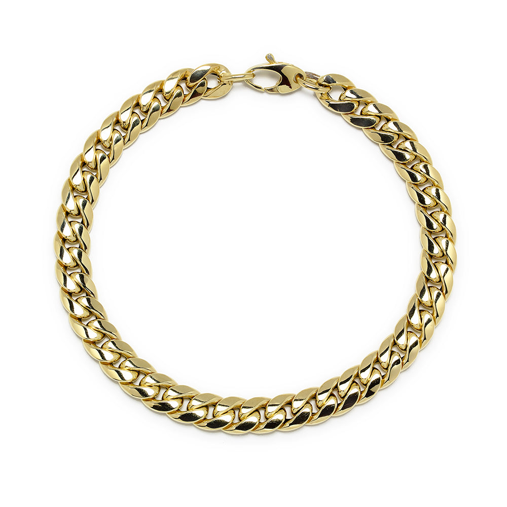 Pulsera Hombre Barbada 21x7 en Oro Amarillo 9 Kilates