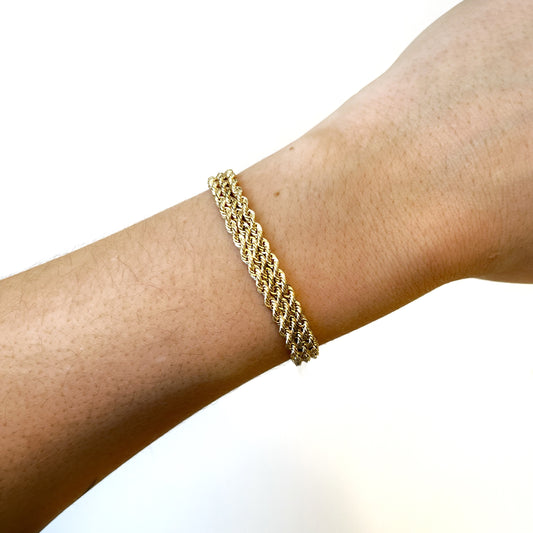 Pulsera Triple Cordón 20x7,3cm Oro Amarillo 9 Kilates