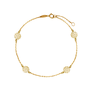 Pulsera Flores en Oro Amarillo de 9 Kilates