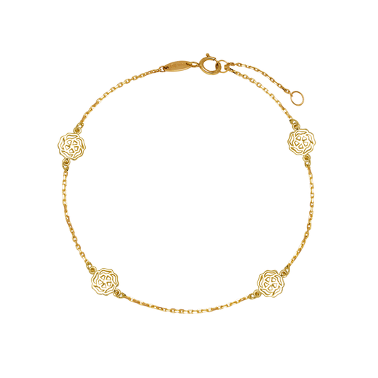 Conjunto Magnolia Cadena y Pulsera en Oro Amarillo 9 Kilates