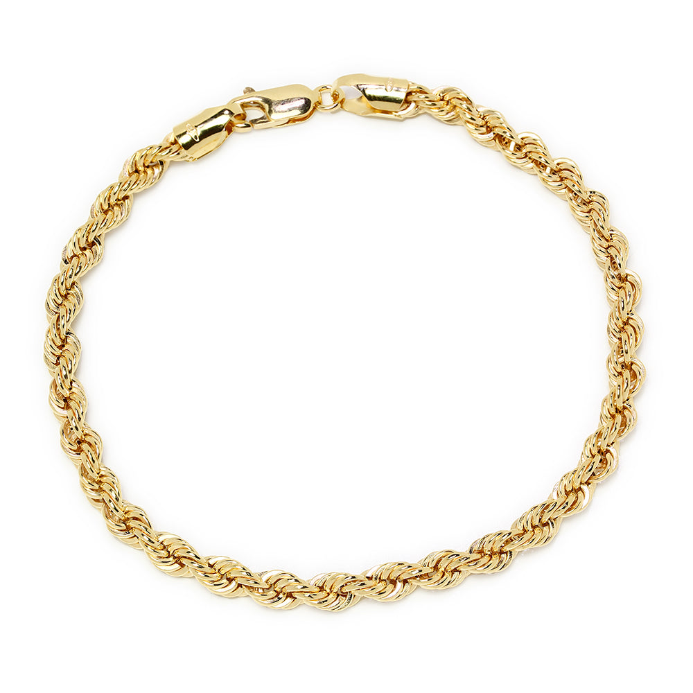 Pulsera Cordón de Oro de 9 Quilates con Mosquetón