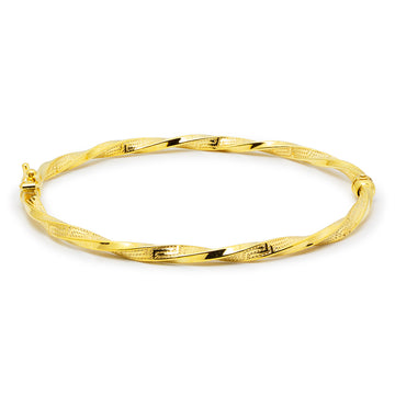 Pulsera Esclava Greca Rizada en Oro Amarillo de 9 Kilates