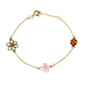 Pulsera Primavera con Tres Motivos de Oro de 9 Quilates